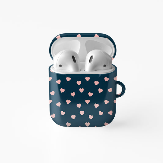 Navy Pink Hearts - AirPods Case
