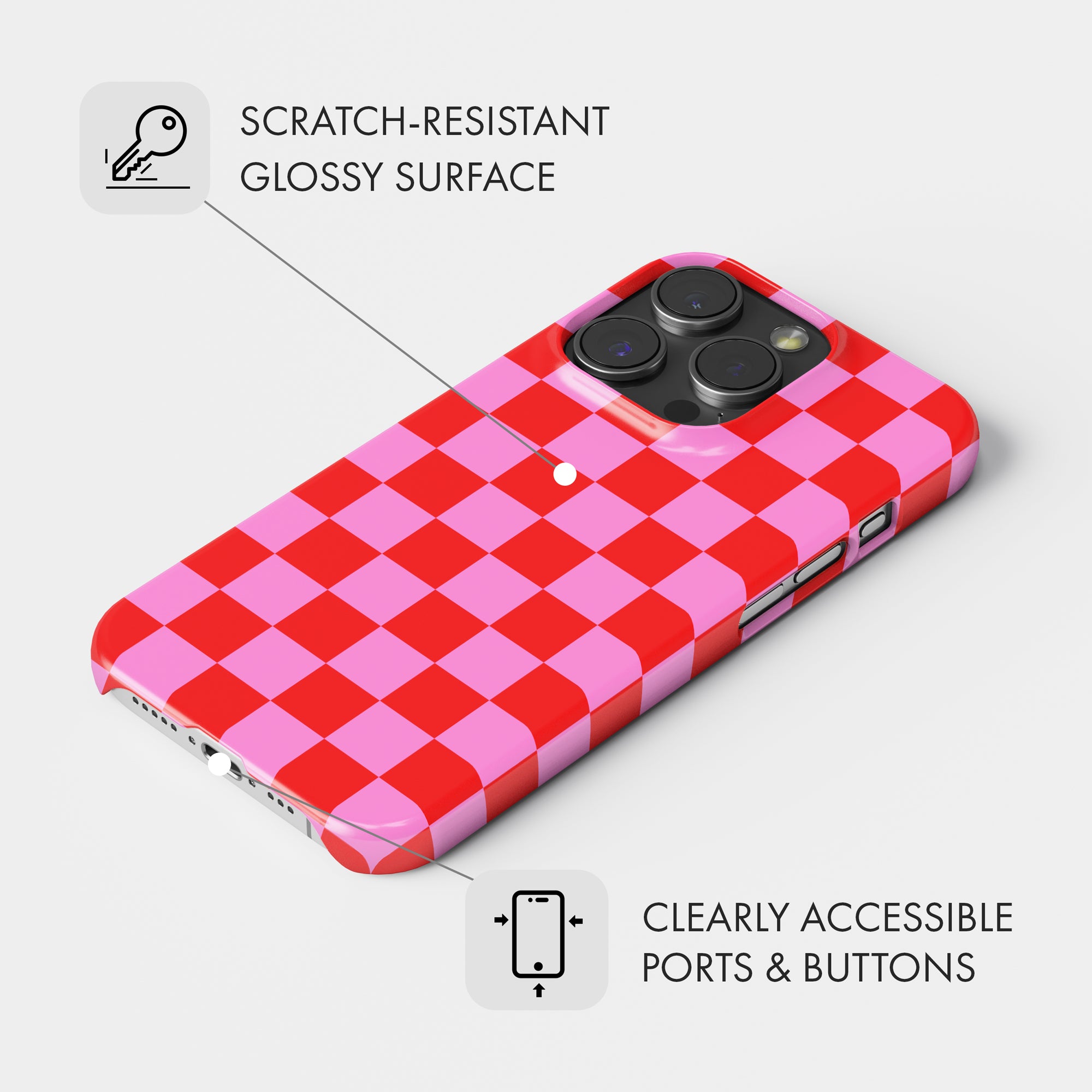 Red & Pink Check - Snap Phone Case