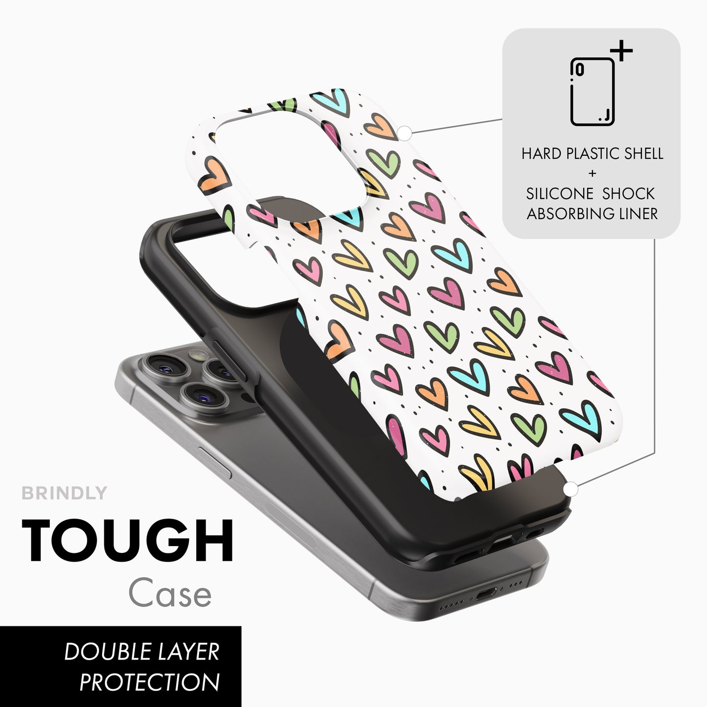 Colourful Hearts - Tough Phone Case