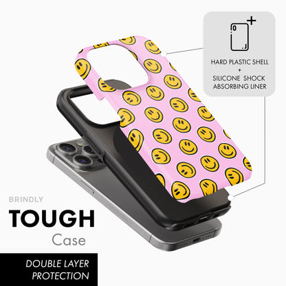 Pink Smiley - Tough Phone Case