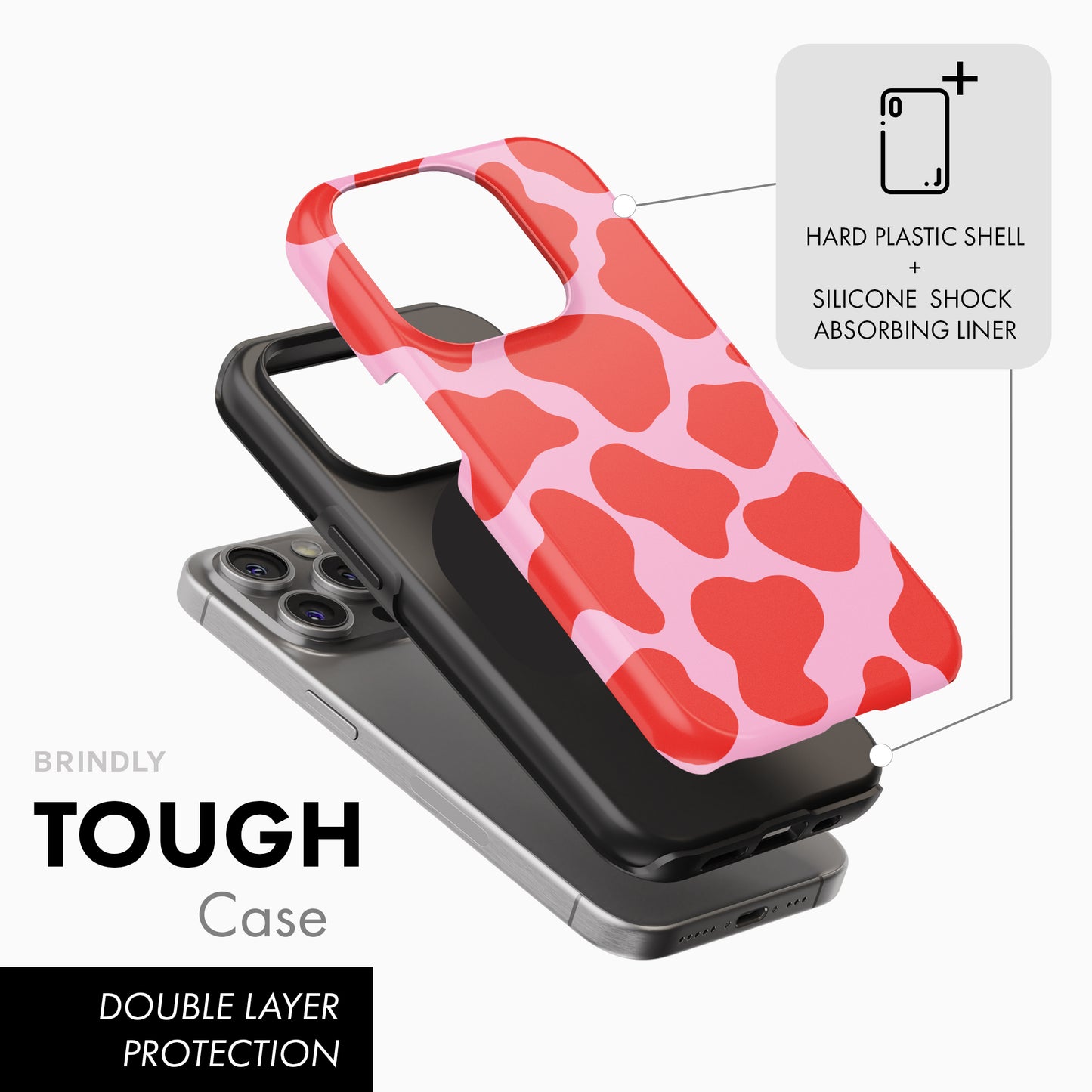 Red & Pink Cow Print - Tough Phone Case