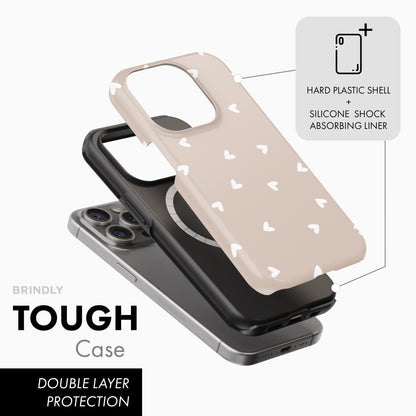Beige Hearts - Tough Phone Case (MagSafe)