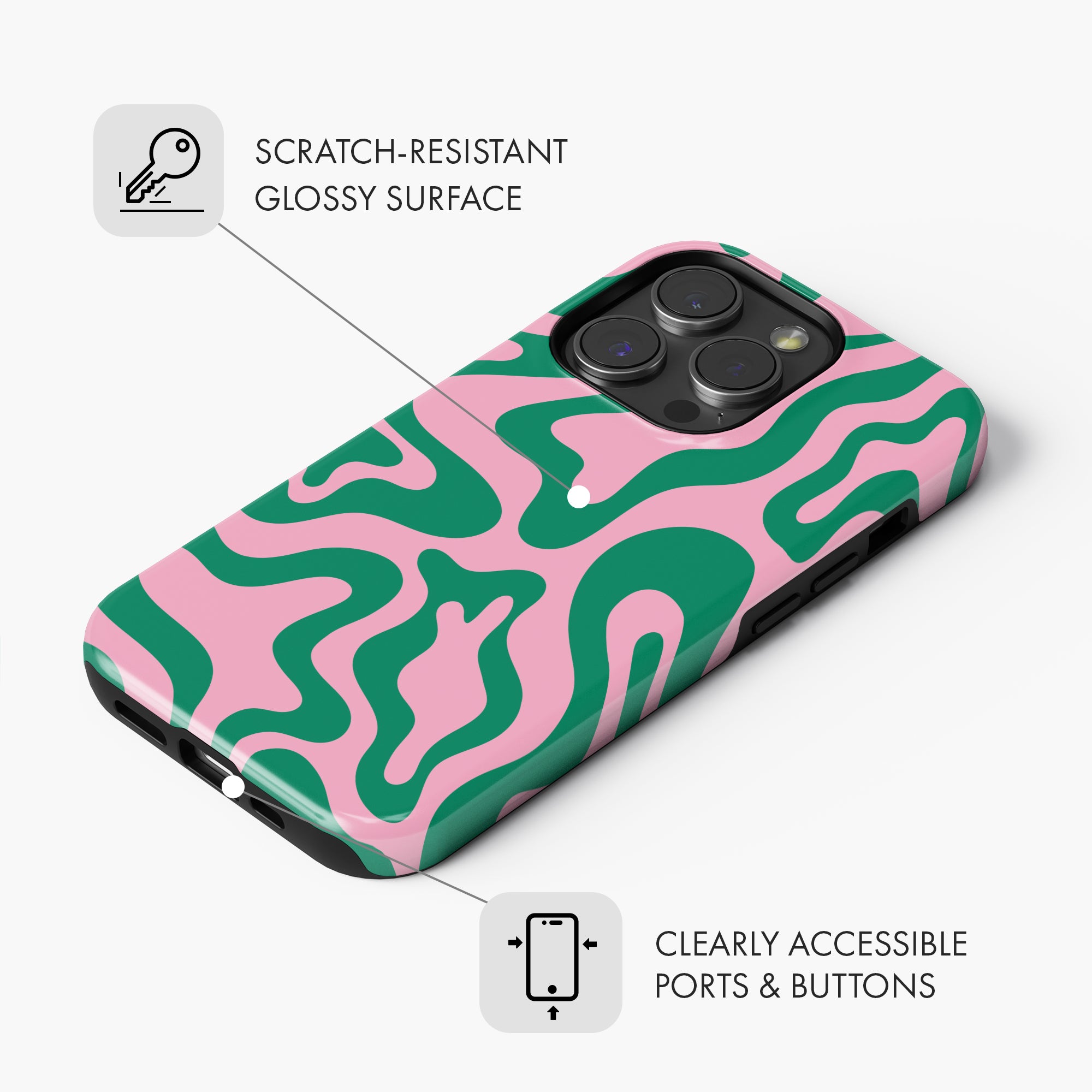 Pink & Green Lines - Tough Phone Case