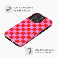 Red & Pink Check - Tough Phone Case
