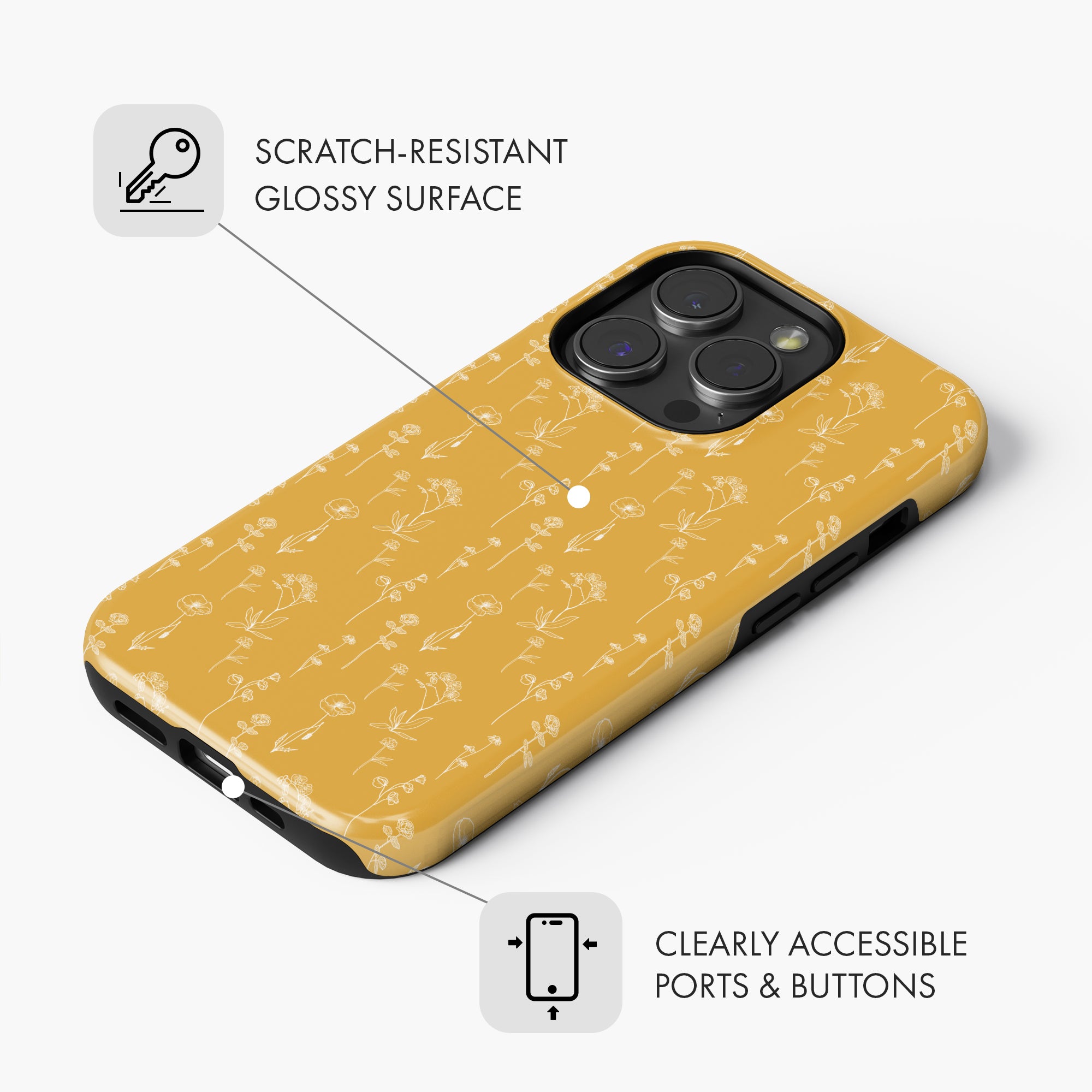 Mustard Florals - Tough Phone Case