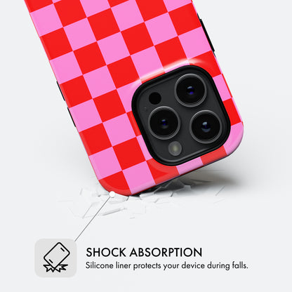 Red & Pink Check - Tough Phone Case (MagSafe)