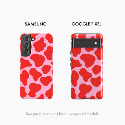 Red & Pink Cow Print - Tough Phone Case