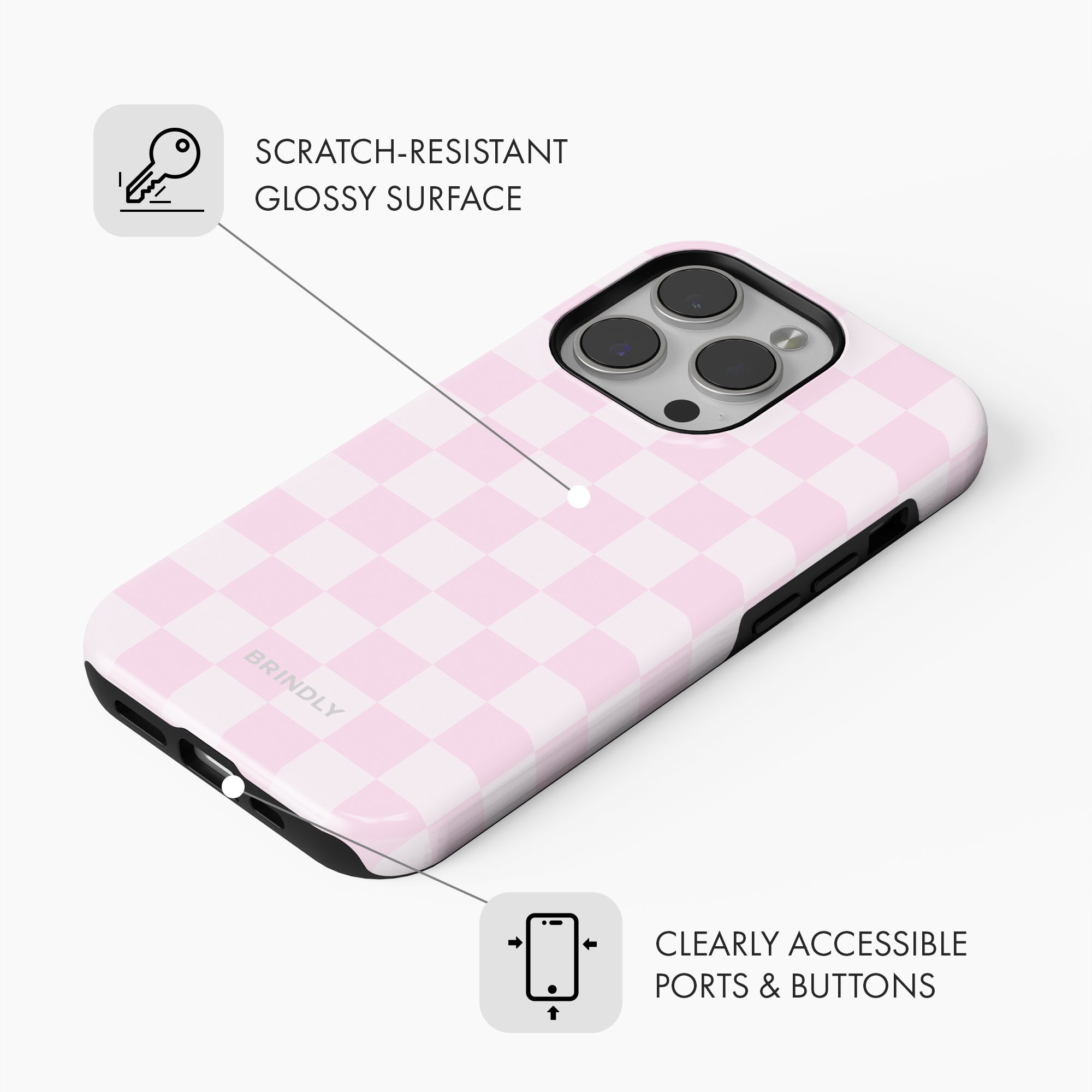Pastel Pink Check - Tough Phone Case