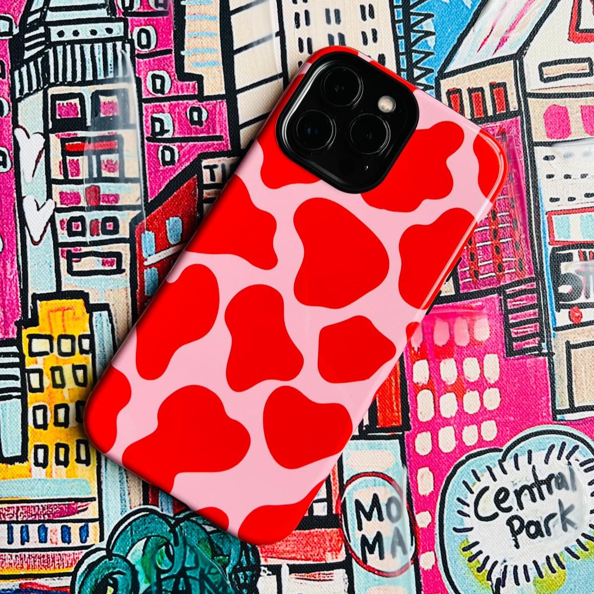 Red & Pink Cow Print - Tough Phone Case