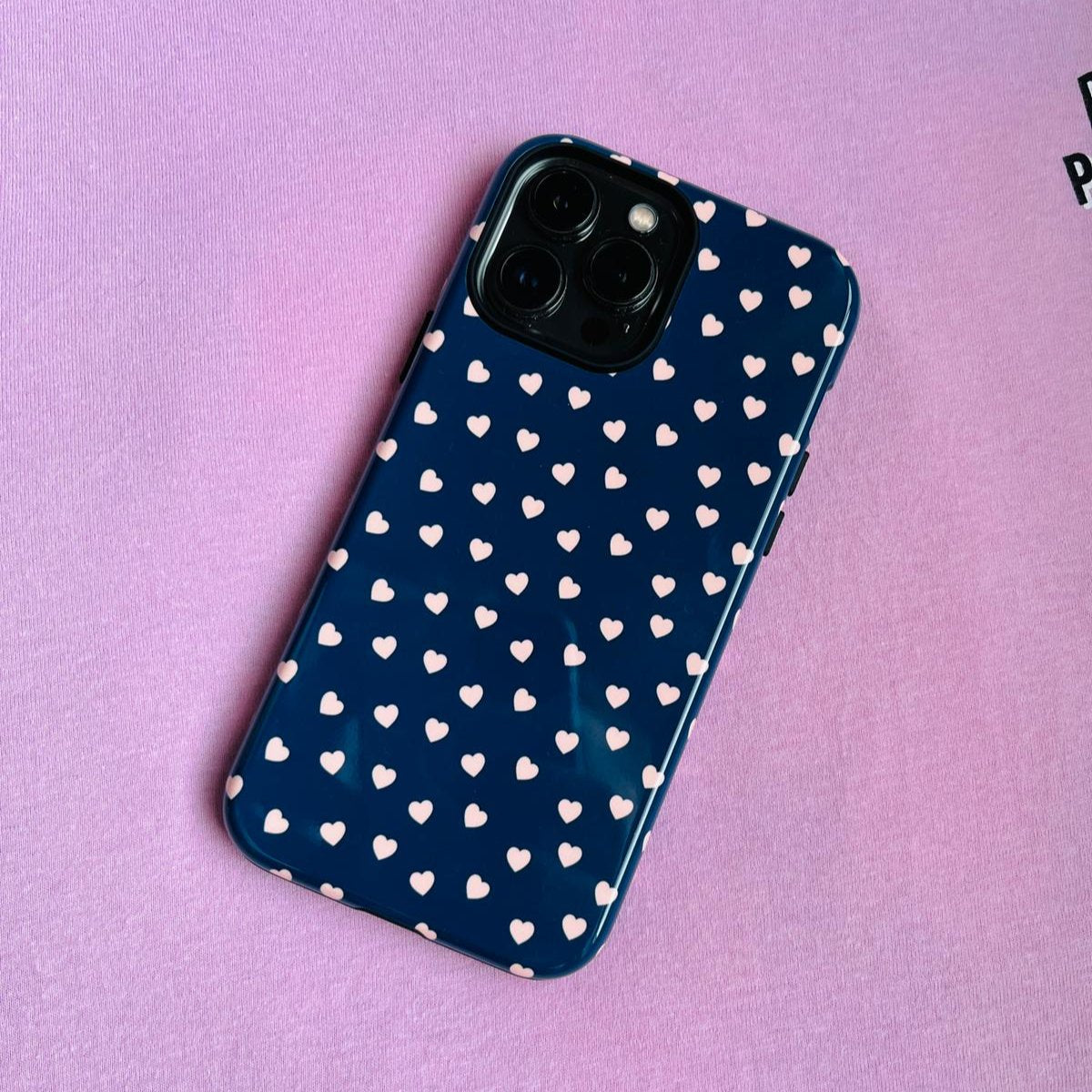 Navy Pink Hearts - Tough Phone Case