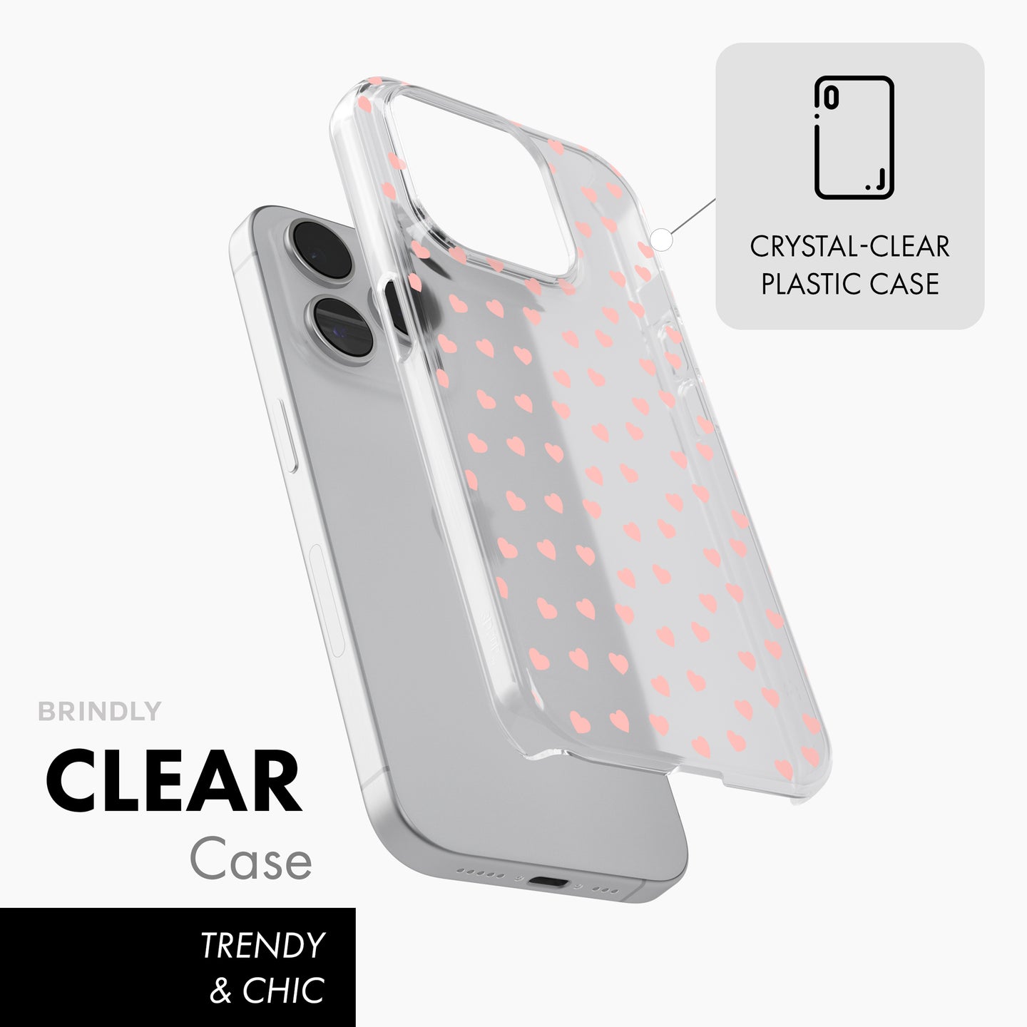 Pink Hearts - Clear Phone Case