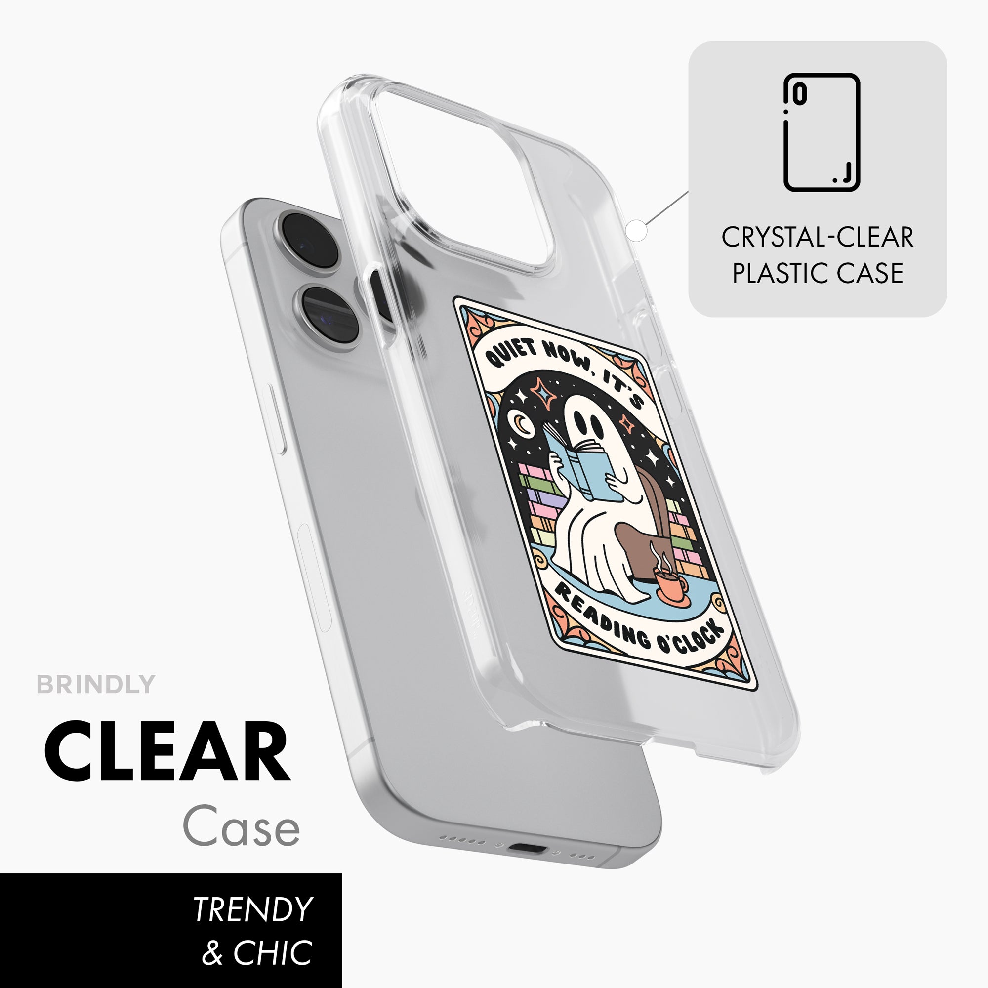 Quiet Now, It's Reading O'Clock - Clear Phone Case