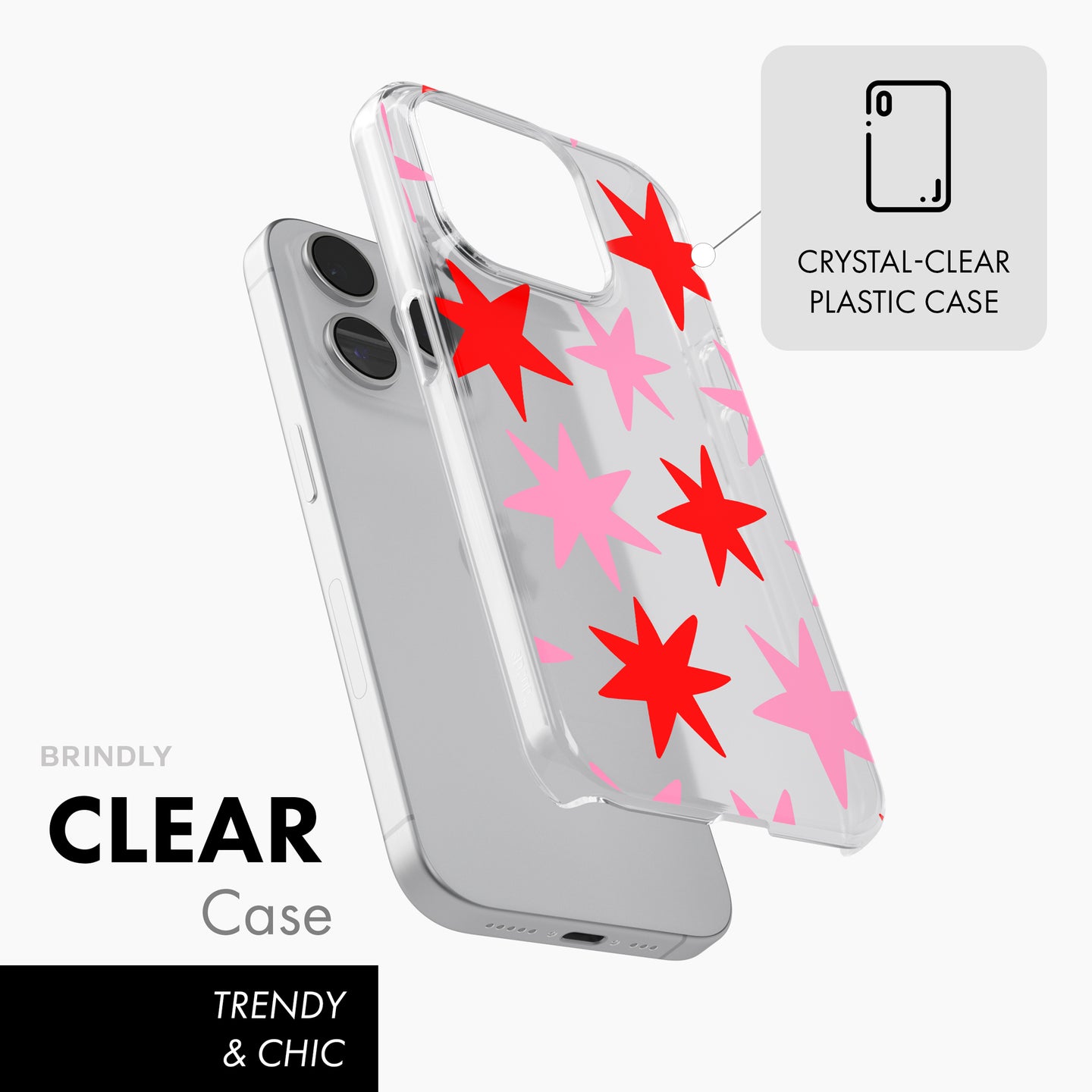 Pink & Red Stars - Clear Phone Case (MagSafe)