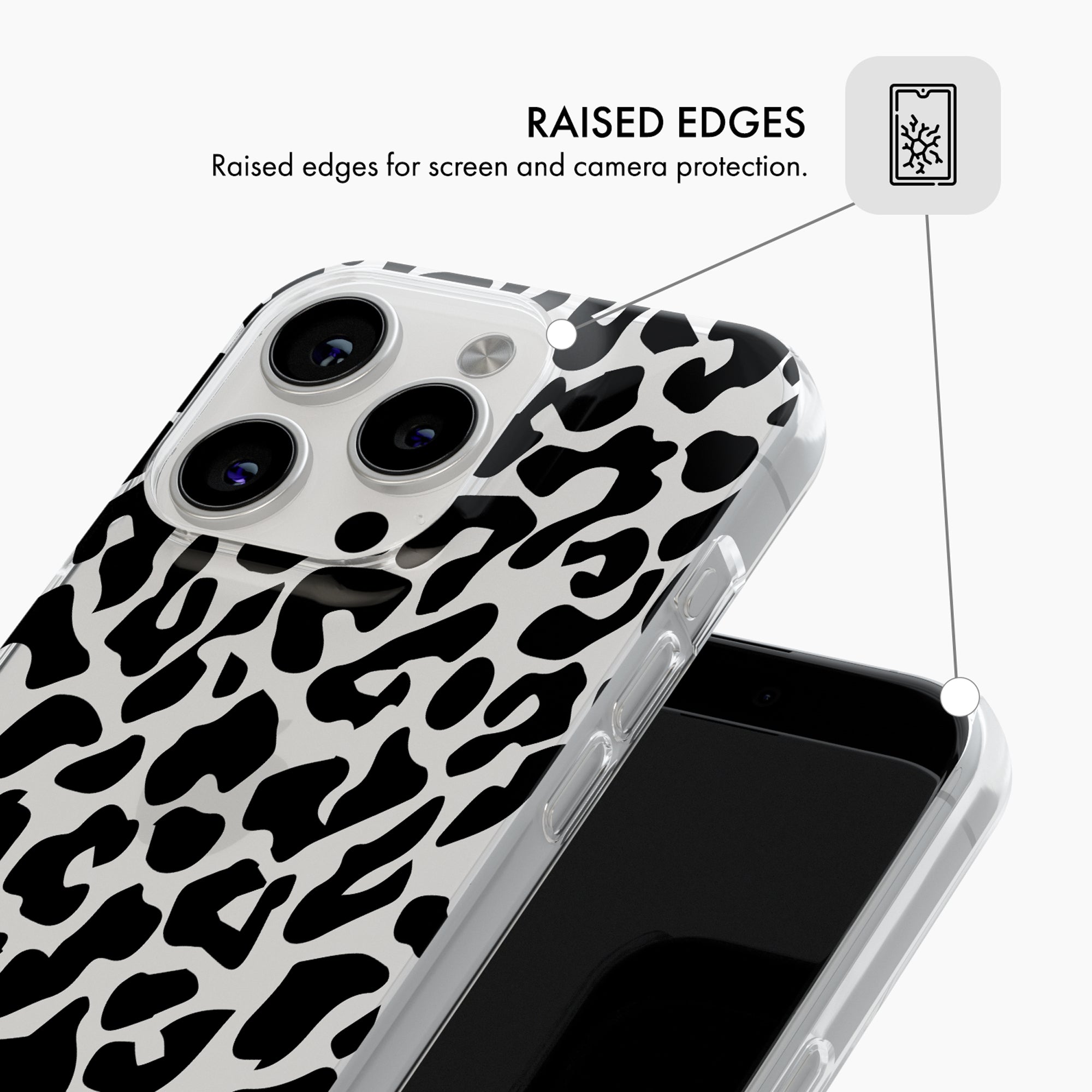 Black Leopard Print - Clear Phone Case