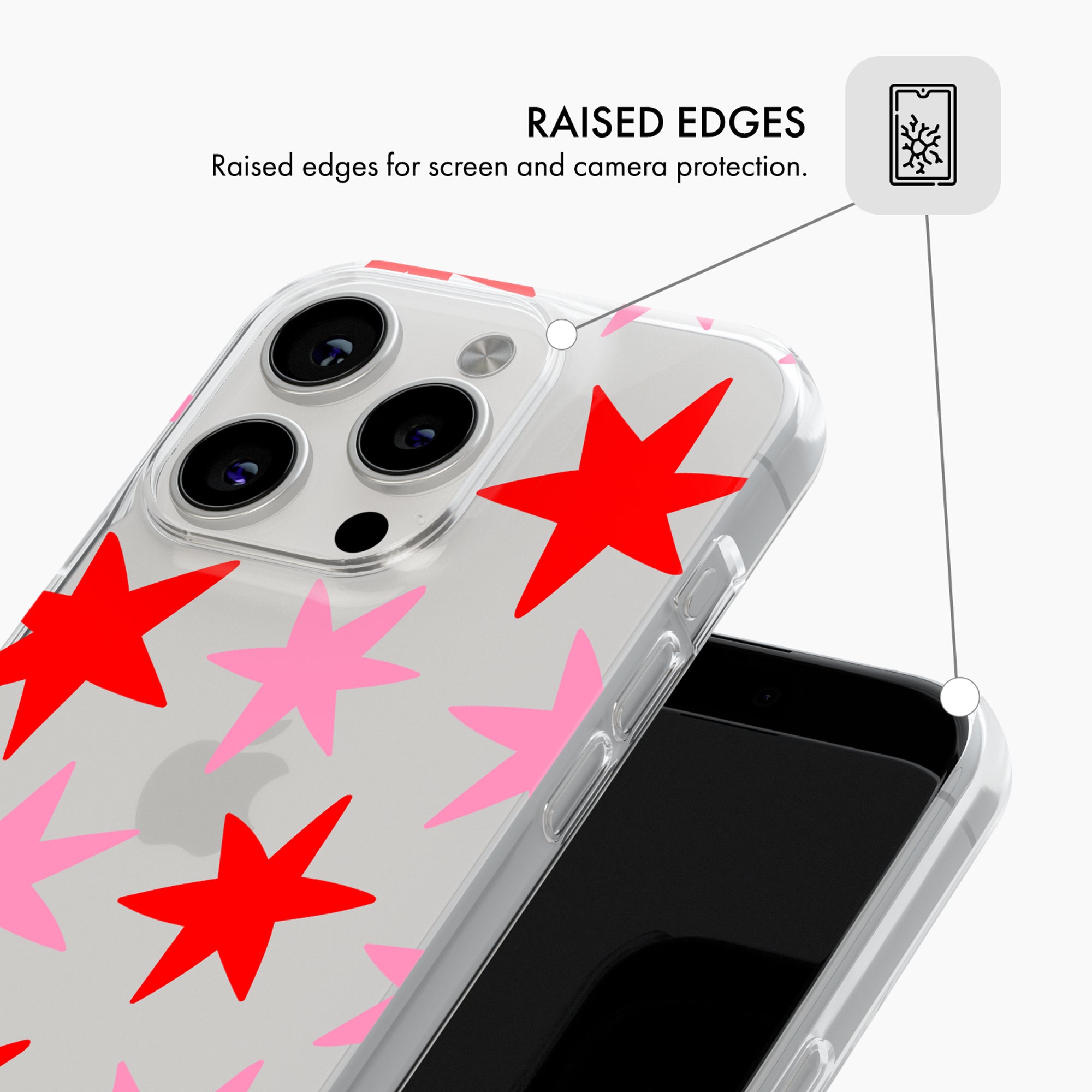 Pink & Red Stars - Clear Phone Case