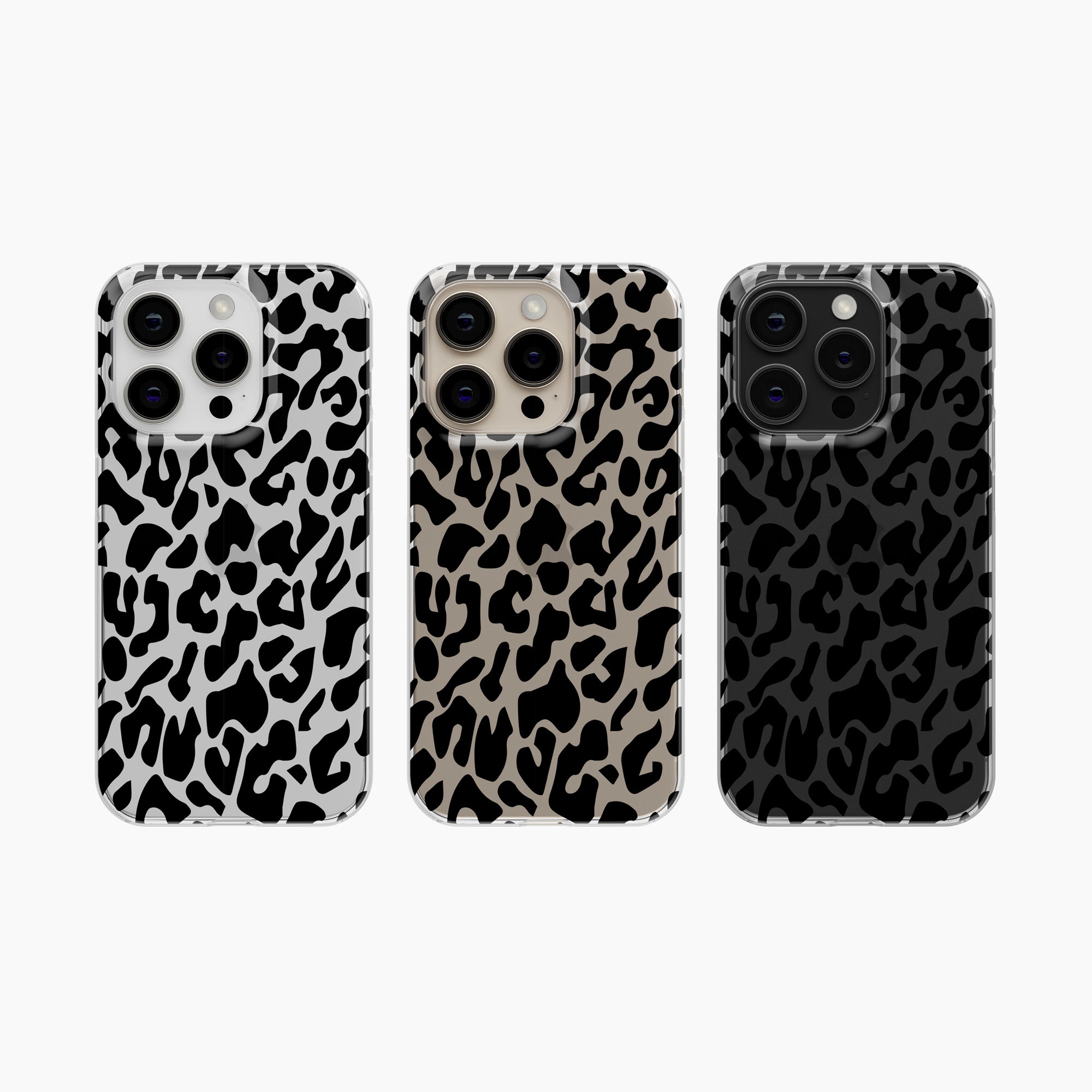 Black Leopard Print - Clear Phone Case