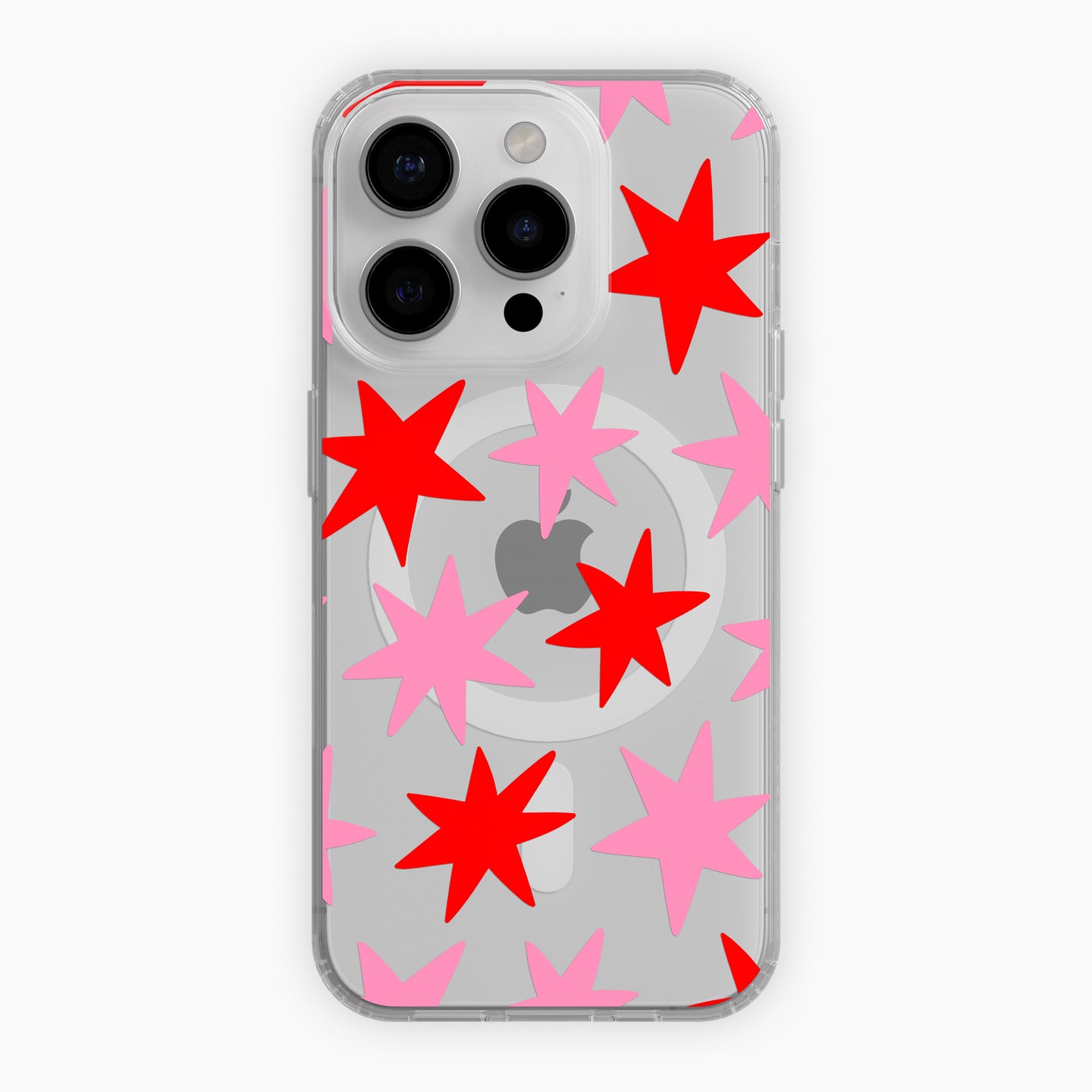 Pink & Red Stars - Clear Phone Case (MagSafe)