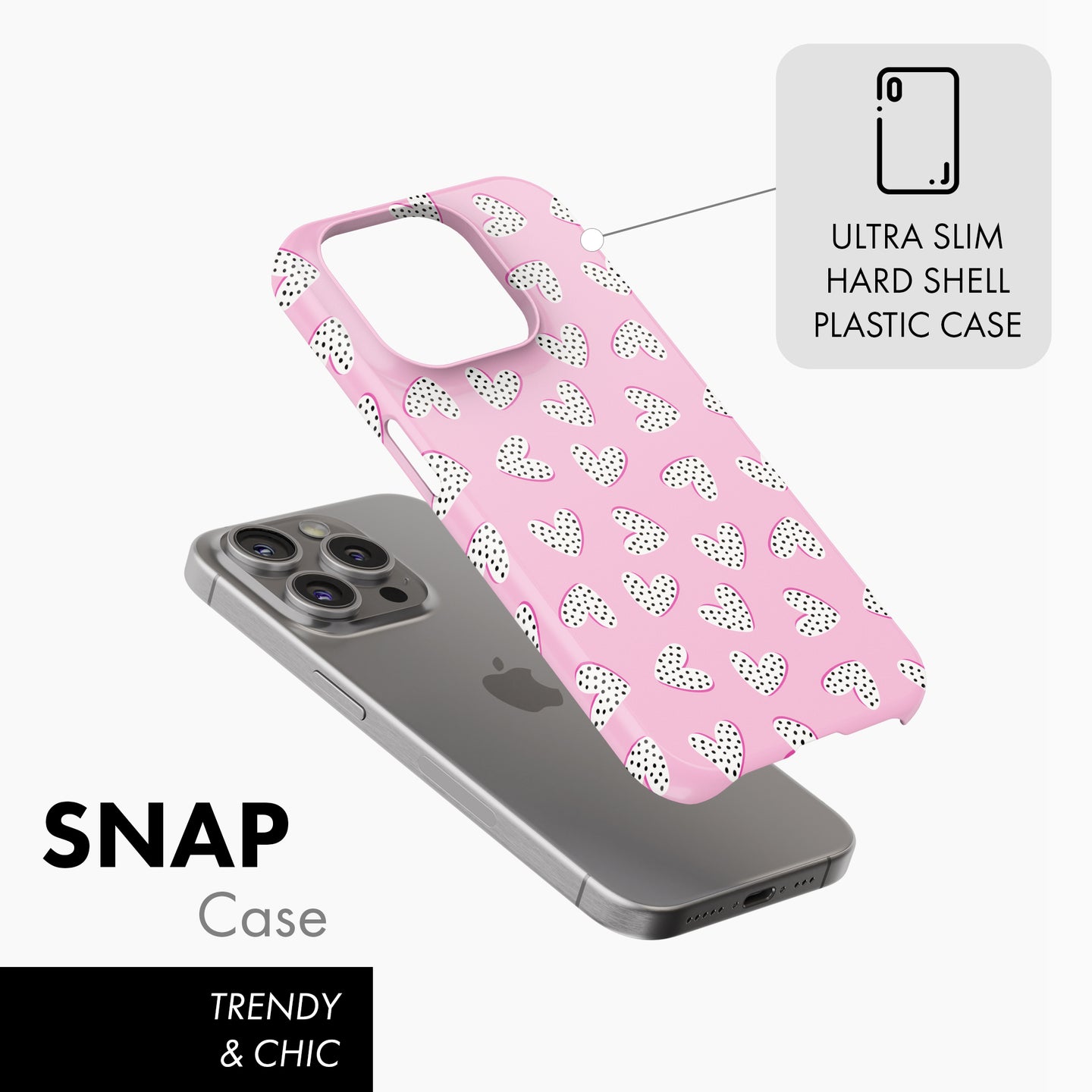 Pink Dotted Hearts - Snap Phone Case