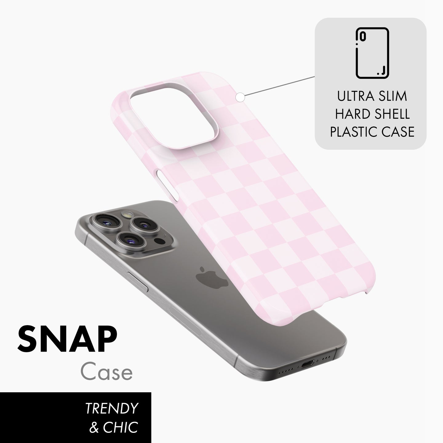 Pastel Pink Check - Snap Phone Case