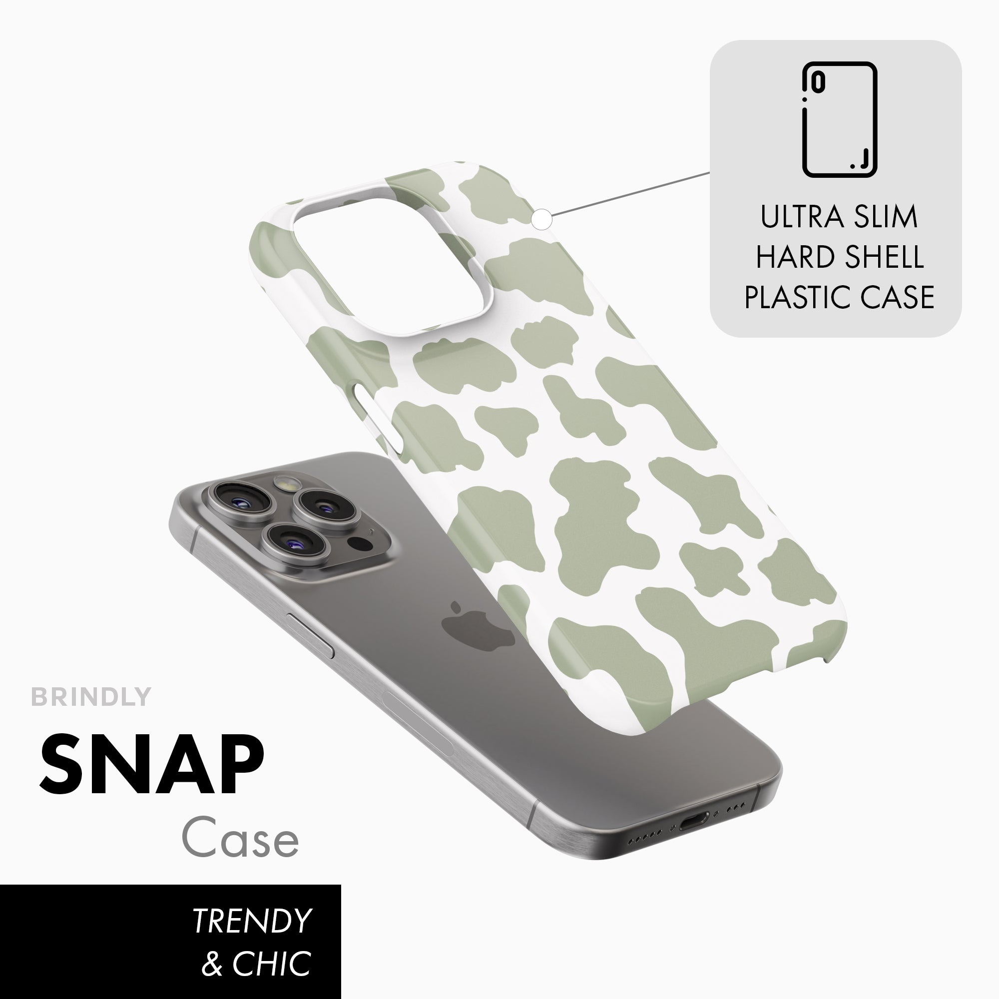 Sage Cow Print - Snap Phone Case