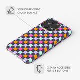 Purple, Pink, Orange Check - Snap Phone Case