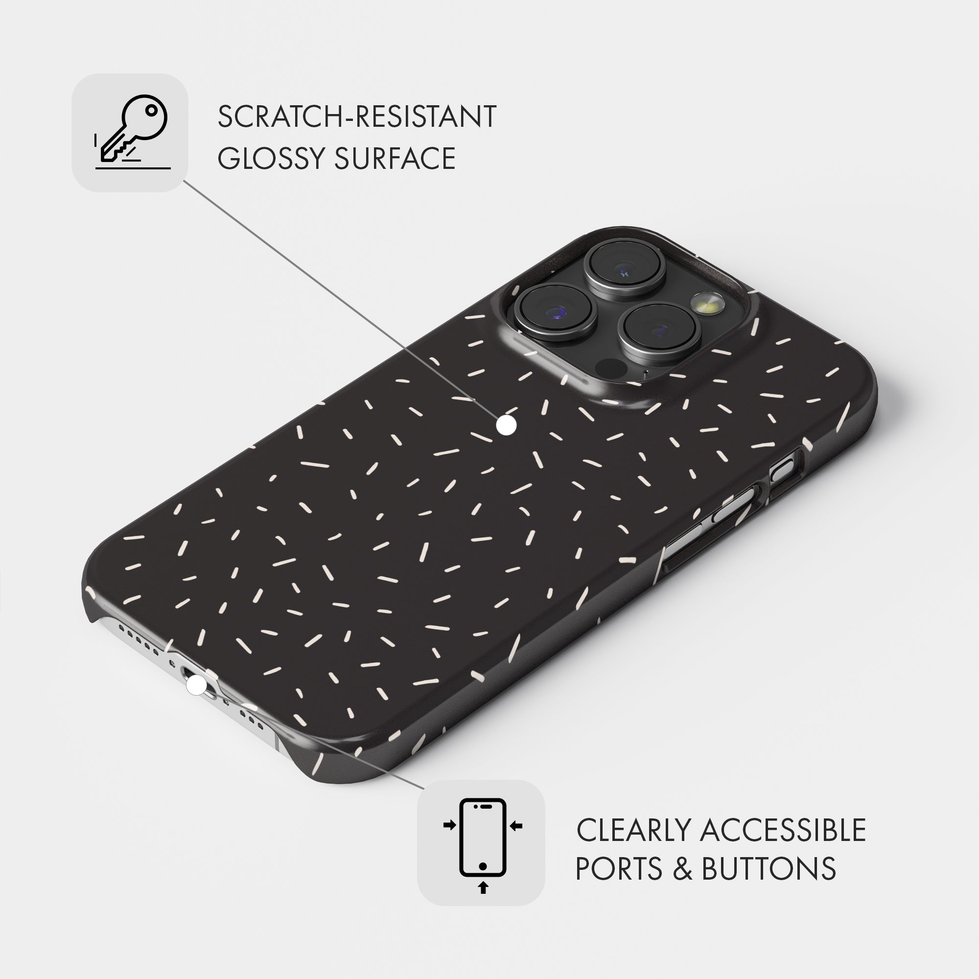 Black & White Speckled - Snap Phone Case