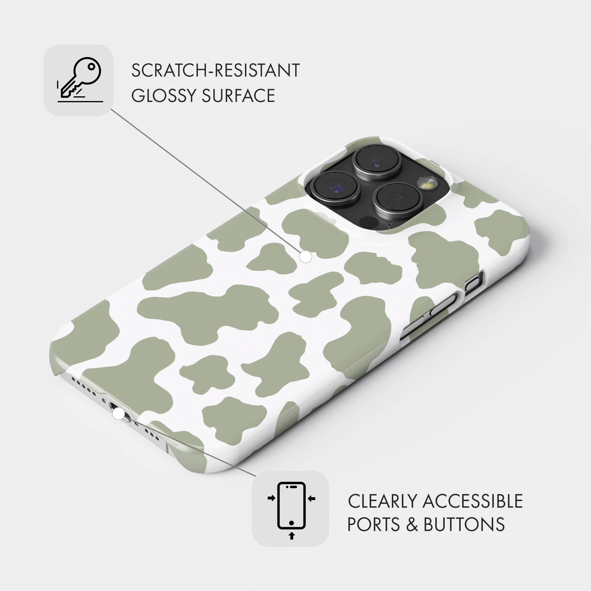 Sage Cow Print - Snap Phone Case