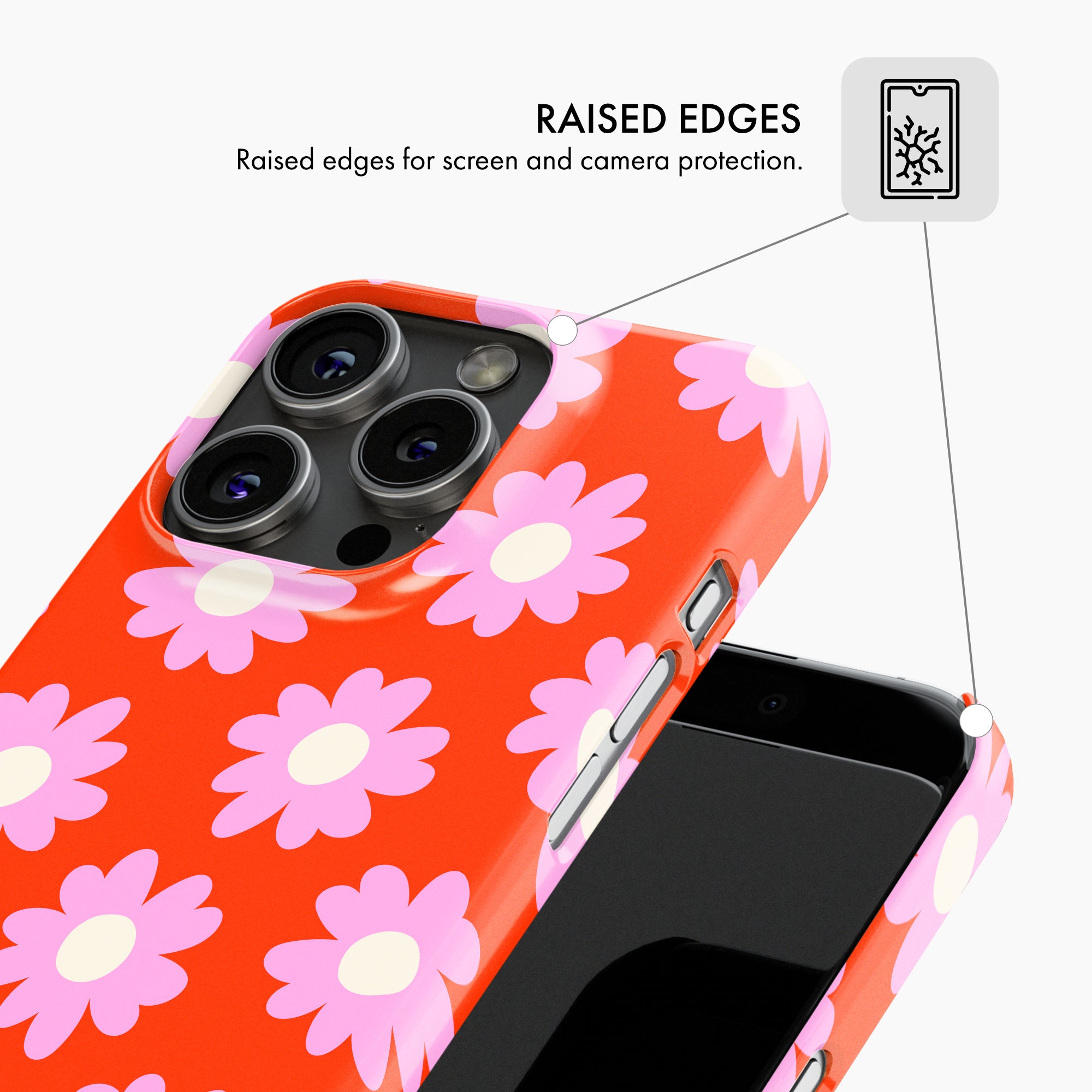 Red with Pink Daisy - Snap Phone Case