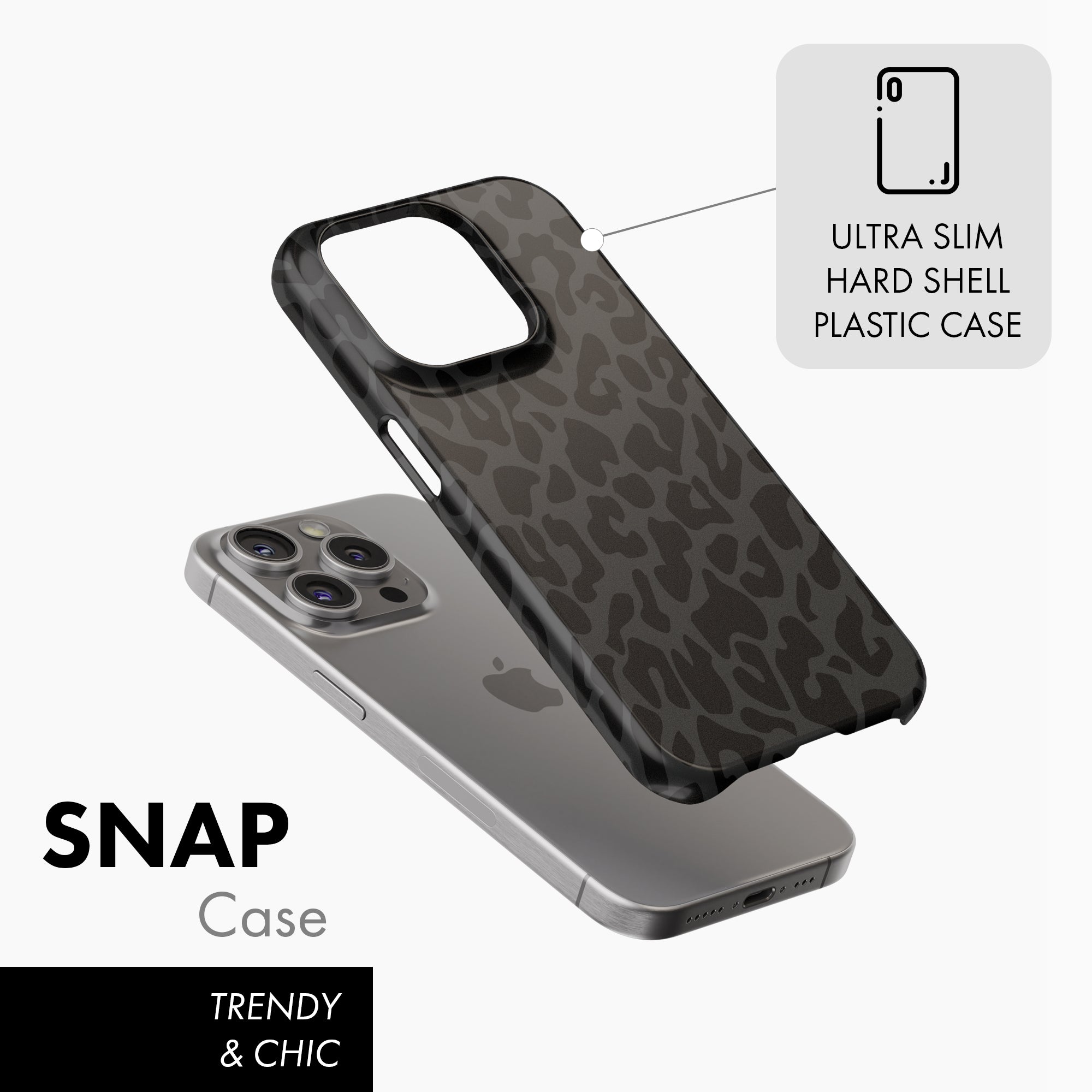 Black Leopard Print - Snap Phone Case