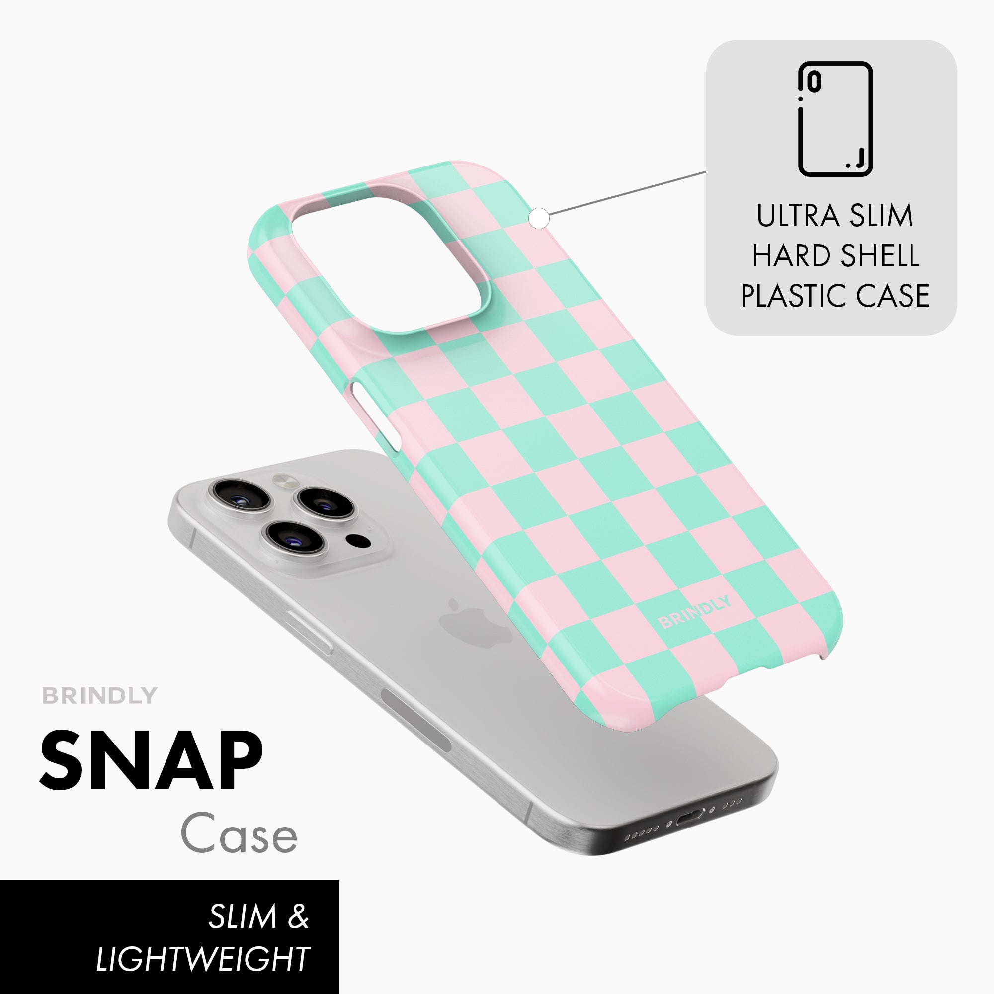 Minty Pink Check - Snap Phone Case