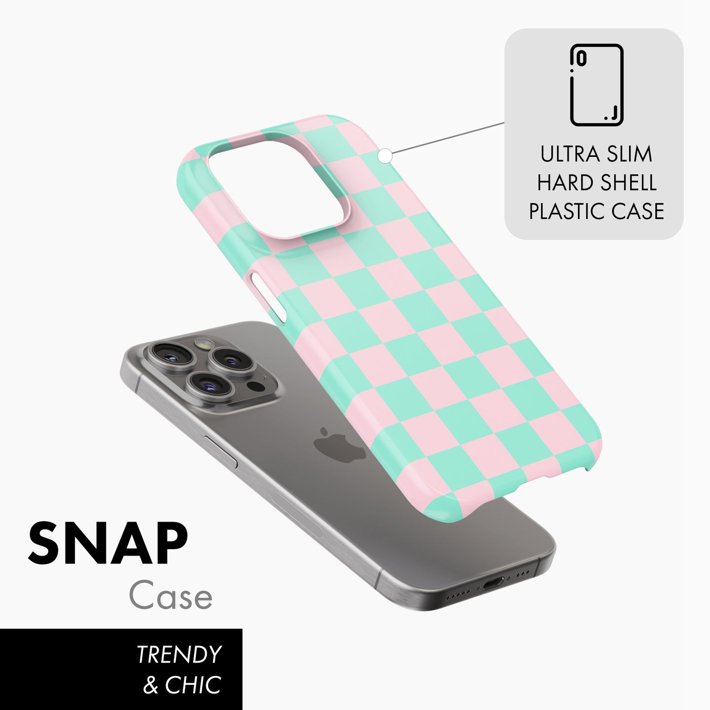 Minty Pink Check - Snap Phone Case