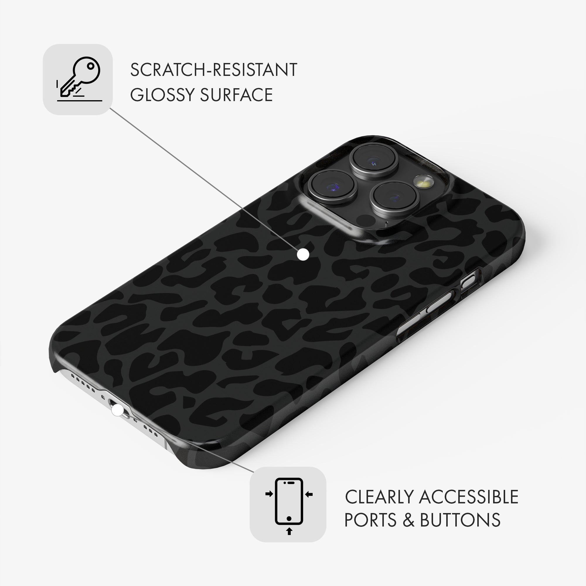 Black Leopard Print - Snap Phone Case