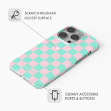 Minty Pink Check - Snap Phone Case