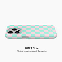 Minty Pink Check - Snap Phone Case