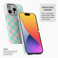 Minty Pink Check - Snap Phone Case