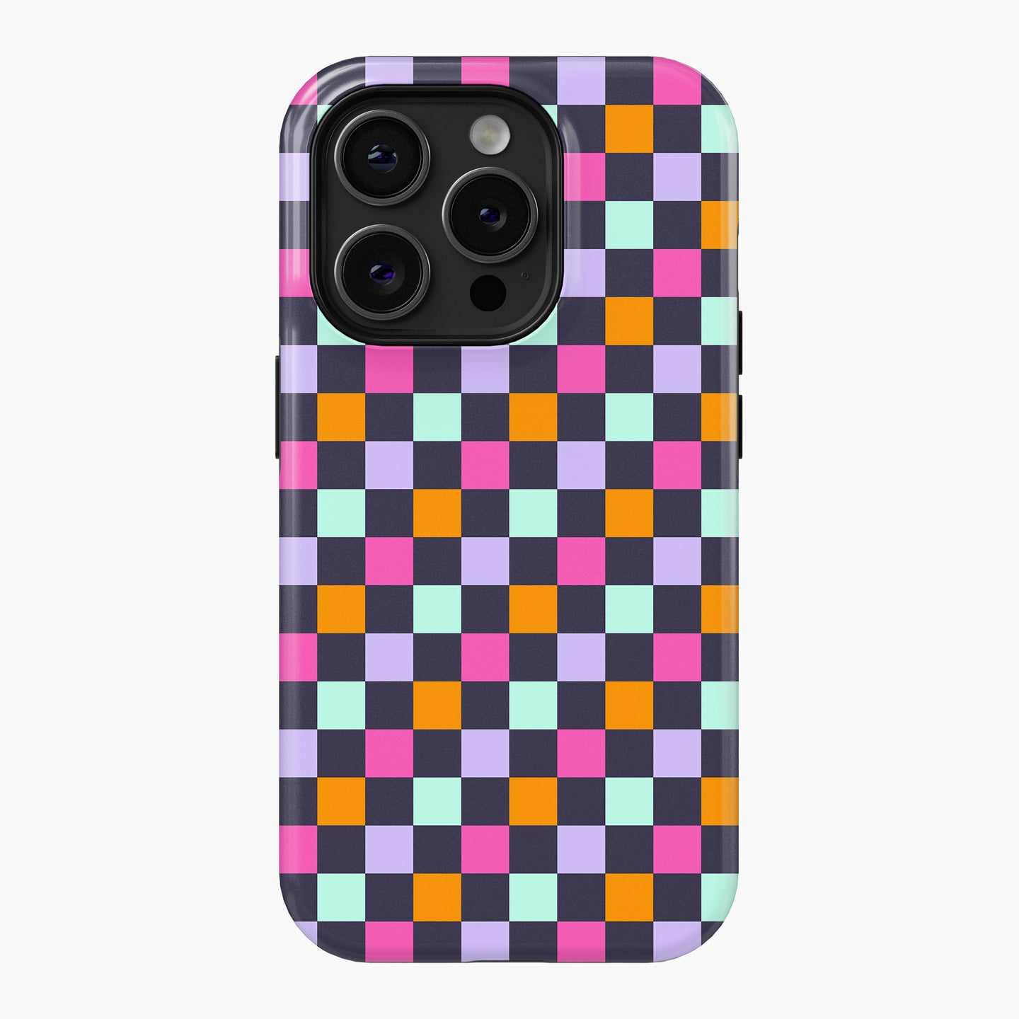 Purple, Pink, Orange Check - Tough Phone Case
