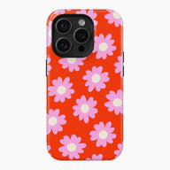 Red with Pink Daisy - Tough Phone Case