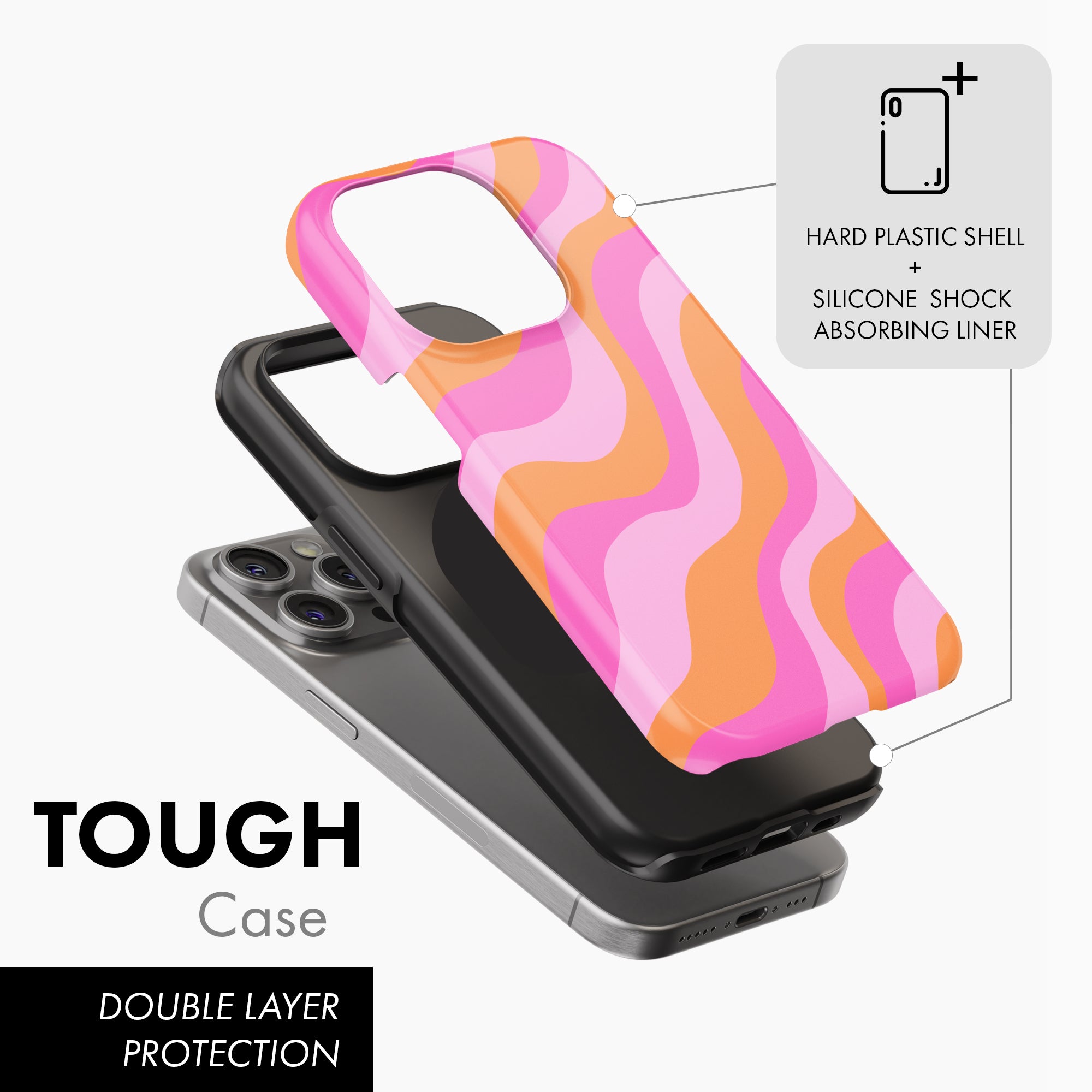 Pink Orange Wave - Tough Phone Case