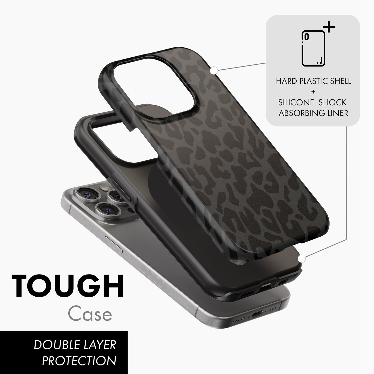 Black Leopard Print - Tough Phone Case