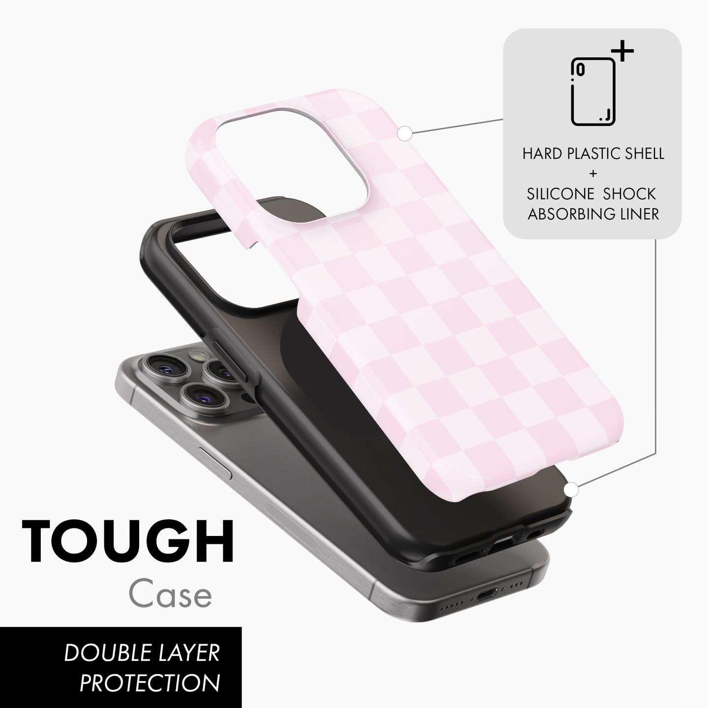 Pastel Pink Check - Tough Phone Case