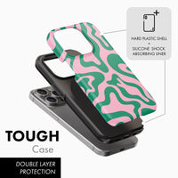 Pink & Green Lines - Tough Phone Case