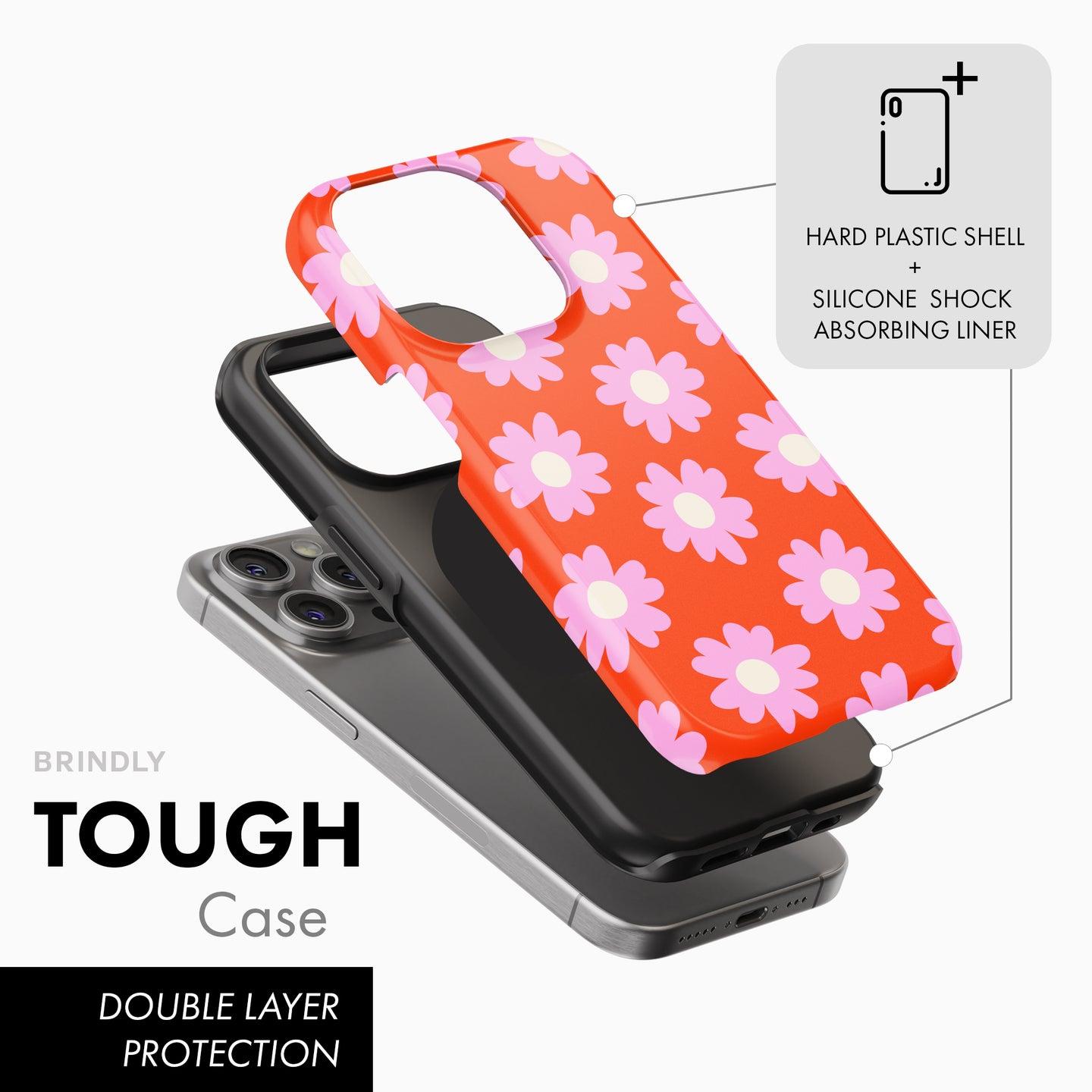 Red with Pink Daisy - Tough Phone Case