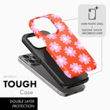Red with Pink Daisy - Tough Phone Case