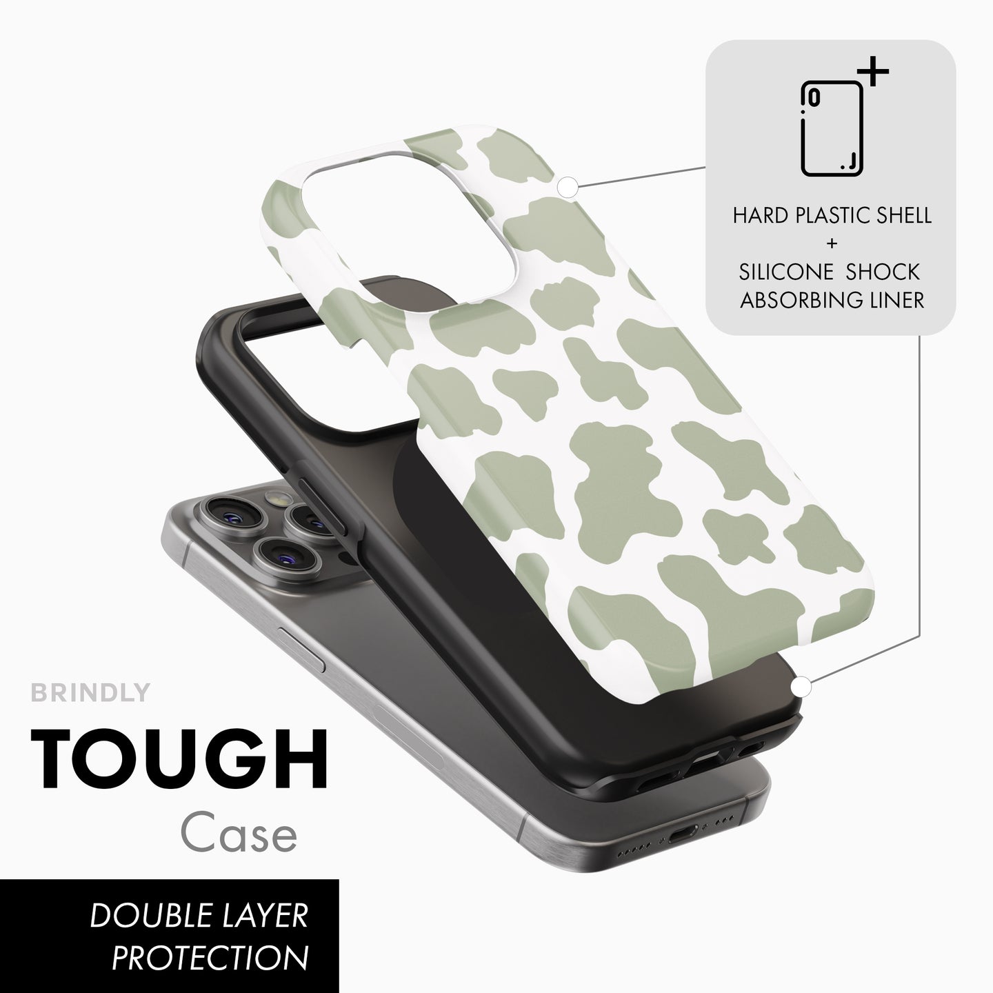 Sage Cow Print - Tough Phone Case