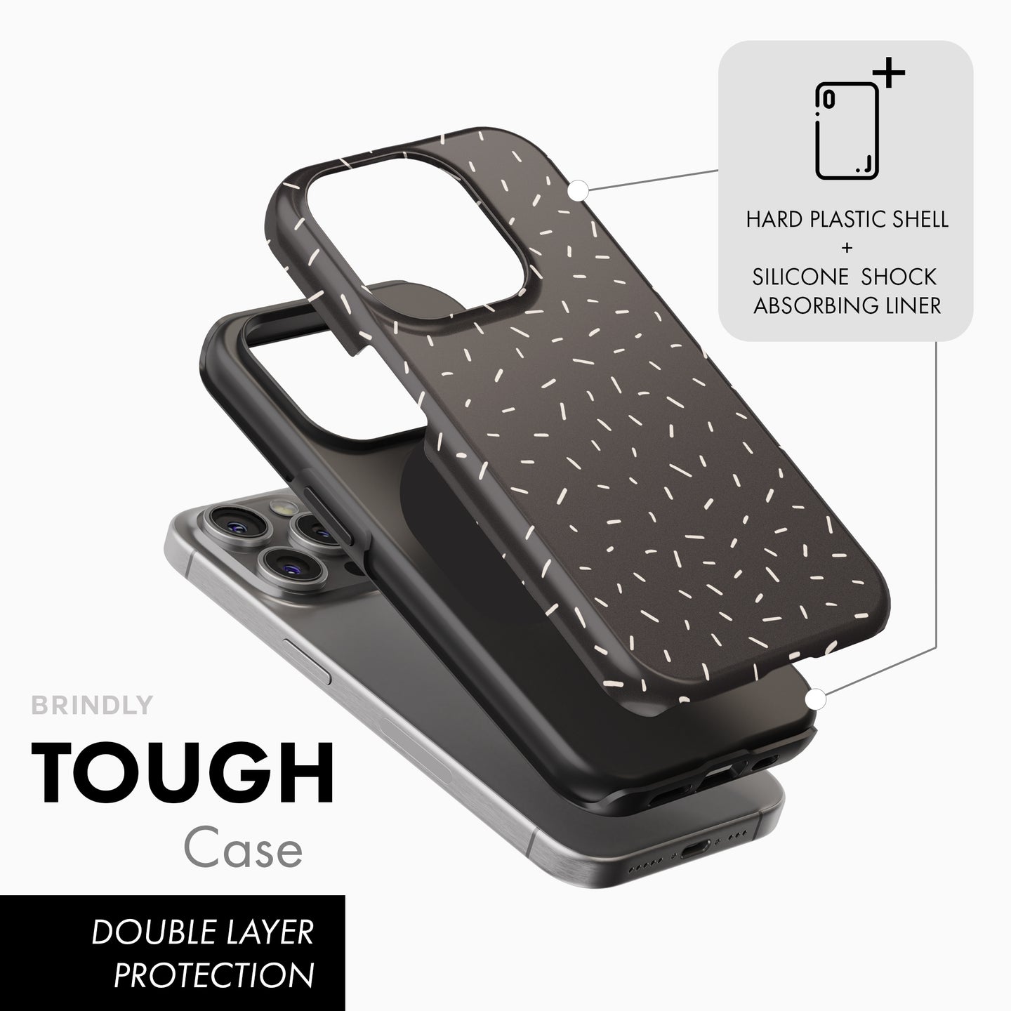 Black & White Speckled - Tough Phone Case