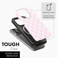 Pastel Pink Check - Tough Phone Case (MagSafe)