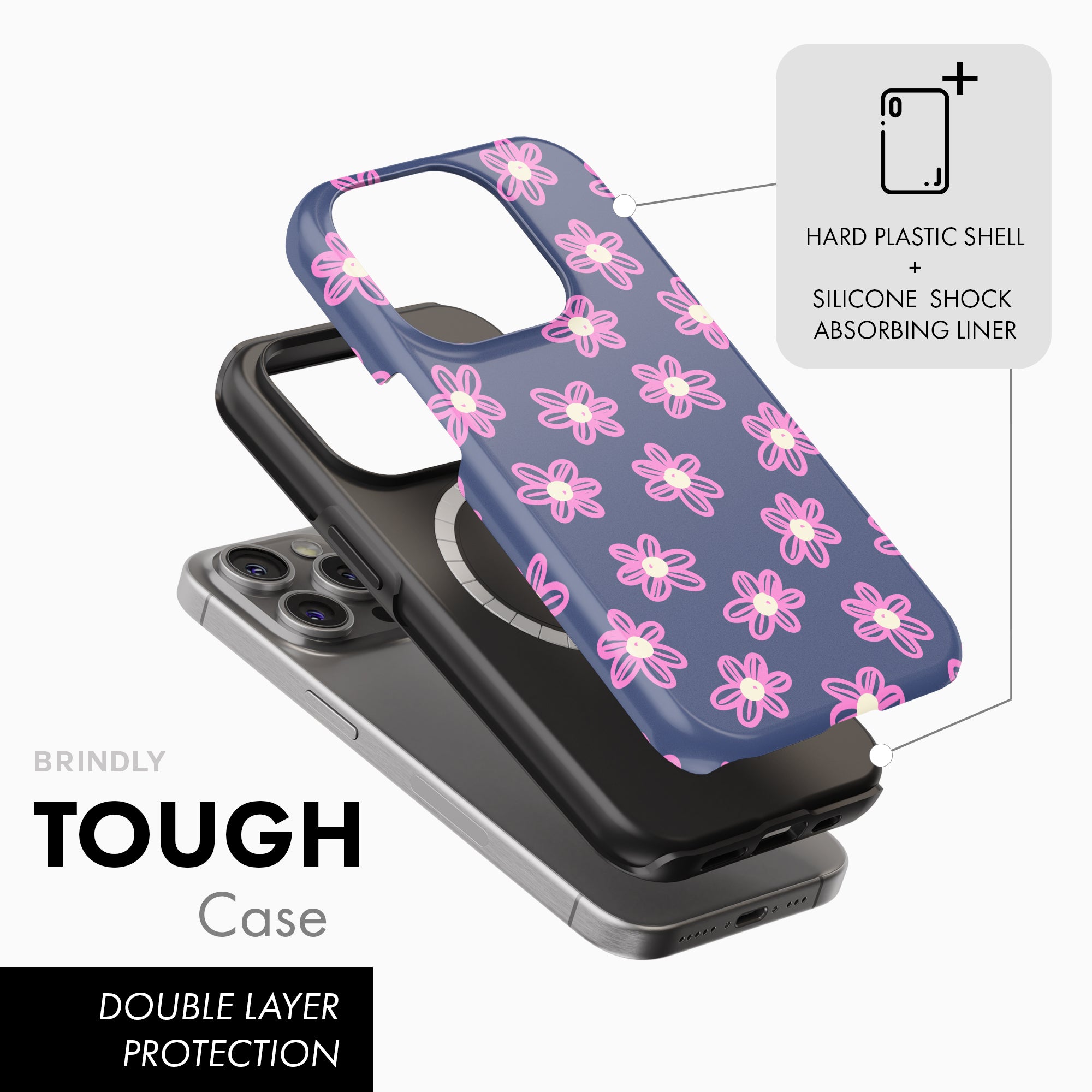 Pink Flowers - Tough Phone Case (MagSafe)