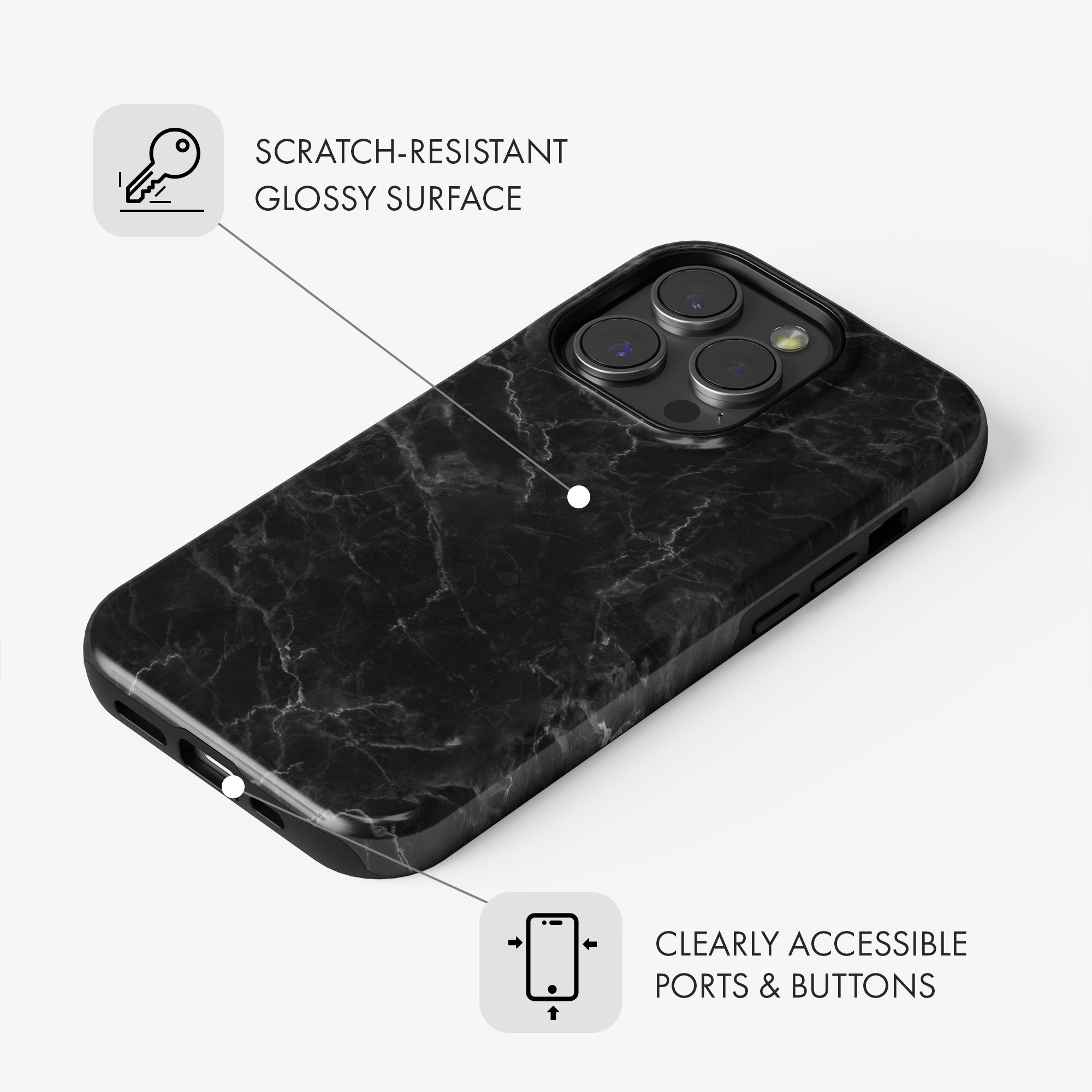 Black Marble - Tough Phone Case