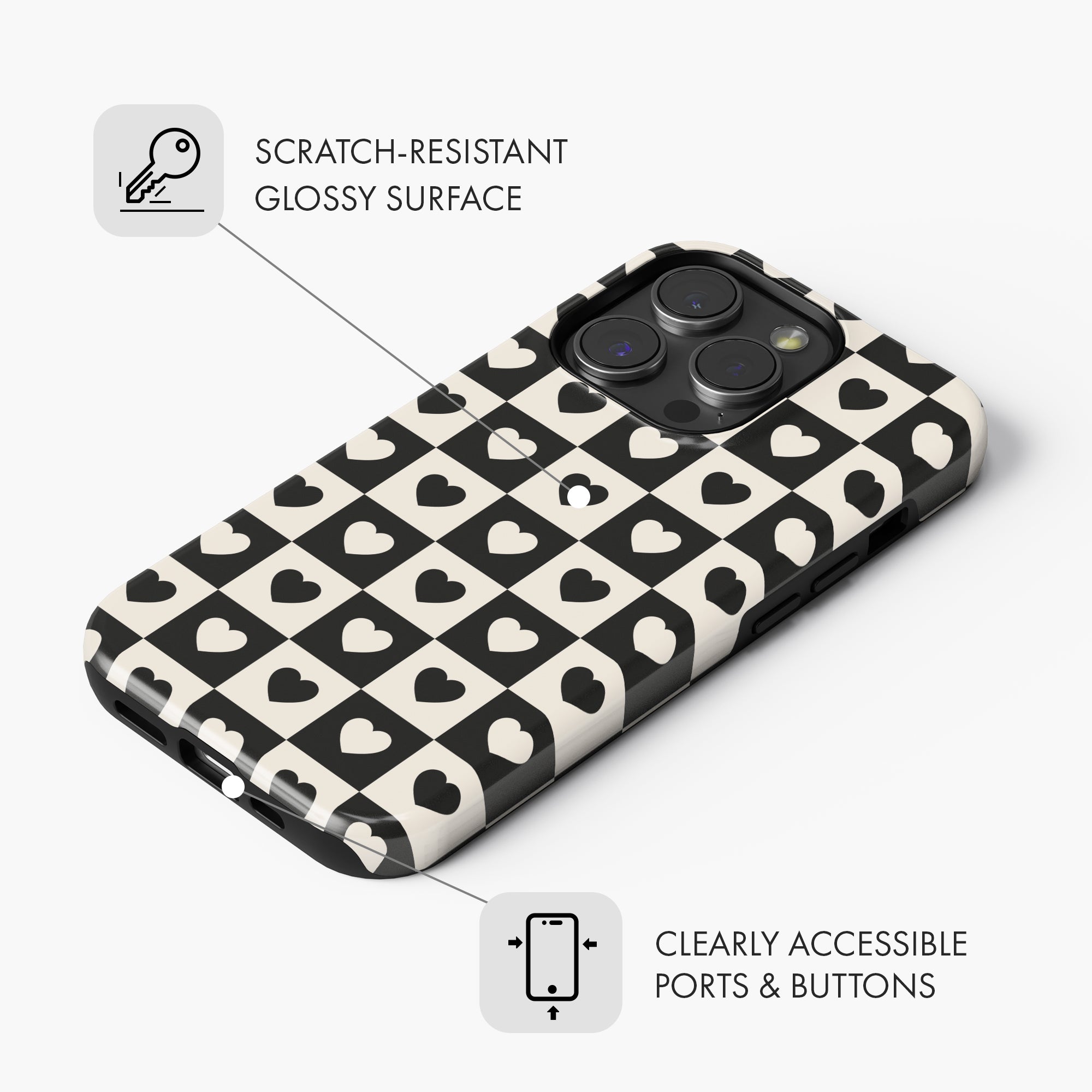 Checkered Hearts - Tough Phone Case