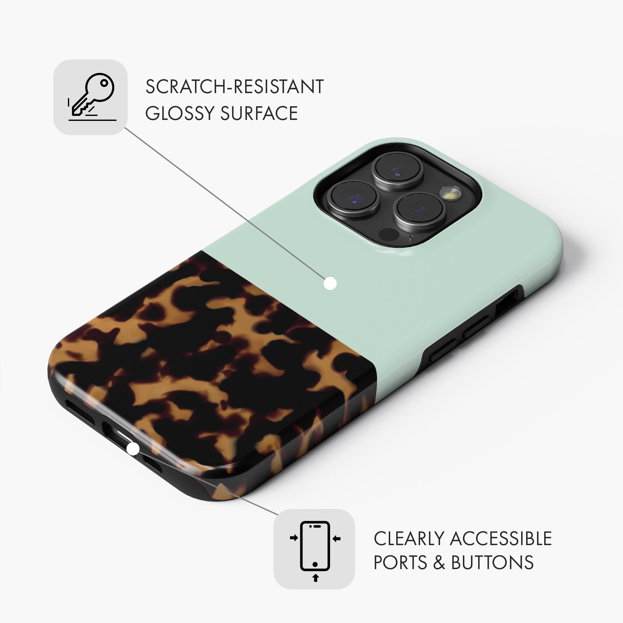 Mint Tortoise Shell - Tough Phone Case